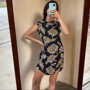 Novella Royale Black and Cream Floral Mini Dress